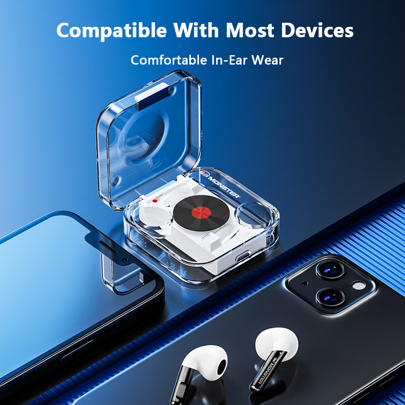 Fashion Transparent Bass Earphone Bluetooth 5.2 Wireless Headphones Gaming/Music Dual Mode Earbuds Αθλητικά αδιάβροχα ακουστικά ENC