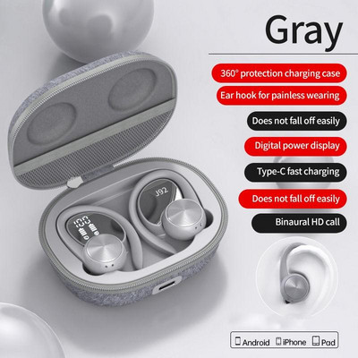 TWS Sports Earbuds Bluetooth 5.0 Bass Touch Wireless Headphones Ear Hook Ακουστικό Ακύρωση θορύβου Αδιάβροχο ακουστικό με μικρόφωνο