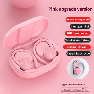 TWS Sports Earbuds Bluetooth 5.0 Bass Touch Wireless Headphones Ear Hook Ακουστικό Ακύρωση θορύβου Αδιάβροχο ακουστικό με μικρόφωνο