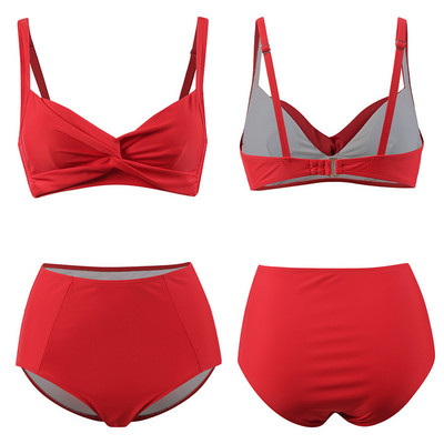 Riseado magas derekú bikini, szexi csavart fürdőruhák női tömör fürdőruhák 2023 új, ruched fürdőruhák pántok bikini szett strandruha