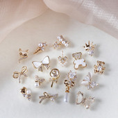 10 komada Luksuzna mašna Medvjed Lizalica Leptir 3D legura Nail Art Cirkon Pearl Metalni dodaci za manikuru Nokti DIY ukrasi Privjesci