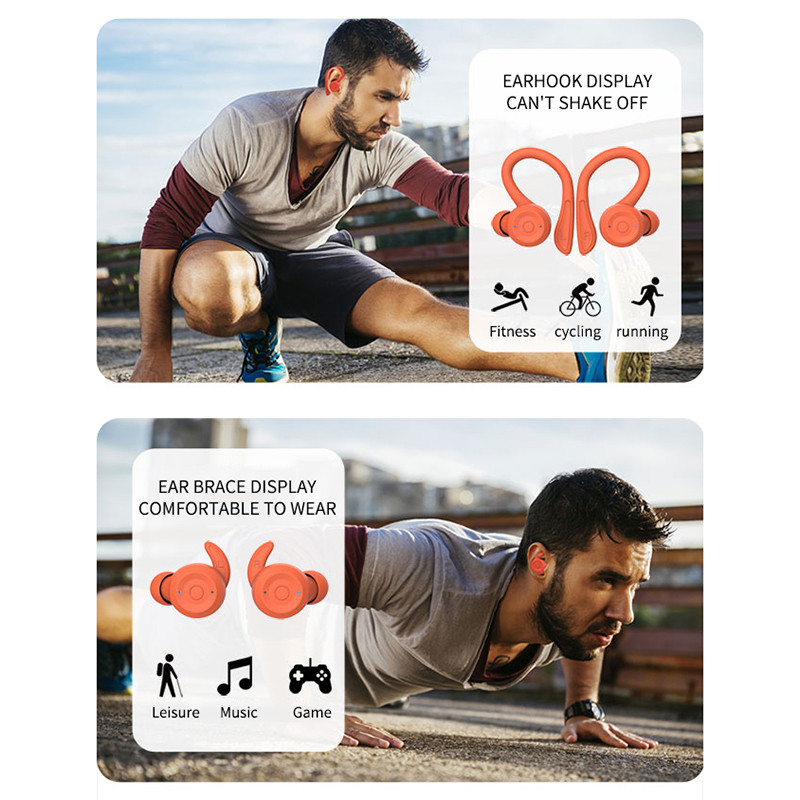 20 stundas atskaņošanas laiks, peldēšana, ūdensnecaurlaidīga Bluetooth austiņa, divējāda nodiluma stila sporta bezvadu austiņas TWS Ipx6 austiņas, stereo