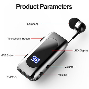 Νέα ακουστικά K55 Bluetooth 5.2 Ασύρματα ακουστικά Κλιπ αυτιού Υπενθύμιση κραδασμών εισερχόμενης κλήσης Επαγγελματικά ακουστικά Hands-free Earbuds