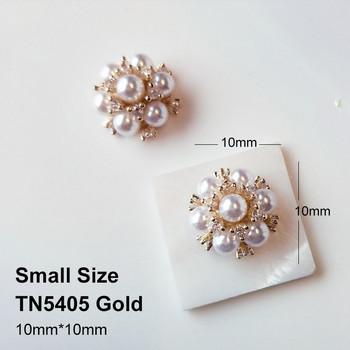 5 бр. TN4918 Real Gold Crystal Pearl Zircon Nail Art Rhinestone метален маникюр аксесоари за нокти DIY Nail Decoration Nails charms