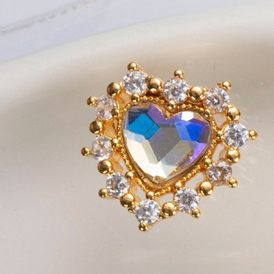 10 buc/lot 3D Love Heart Drop Octogon Colorat Zircon Aliaj Metal Nail Art Manichiura Unghii Accesorii DIY Decoratiuni pentru unghii Charms