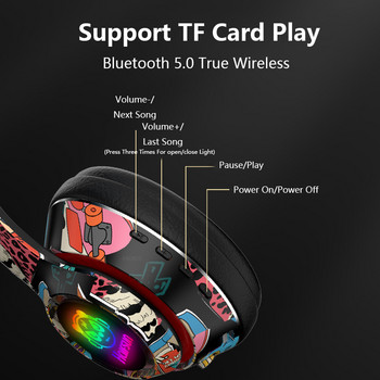Bluetooth 5.1 Στερεοφωνικά ασύρματα ακουστικά Hi-Fi με μικρόφωνο Αθλητικά Ακουστικά Ακύρωσης Θορύβου TF Ακουστικά gaming για PS4 PS5 PC