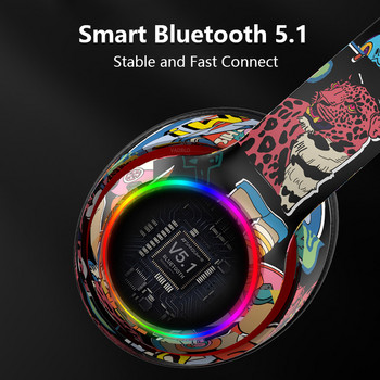 Bluetooth 5.1 Στερεοφωνικά ασύρματα ακουστικά Hi-Fi με μικρόφωνο Αθλητικά Ακουστικά Ακύρωσης Θορύβου TF Ακουστικά gaming για PS4 PS5 PC