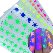 5 lap/tétel Neon Fireworks Körömmatricák 3D Fluoreszkáló Nail Art Design Nyári Öntapadó Vízáteresztő matricák Fólia tippek