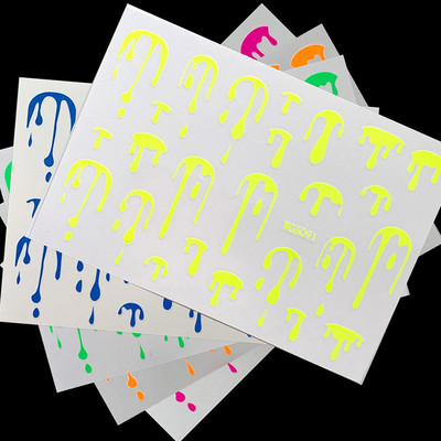 5 lap/tétel Neon Fireworks Körömmatricák 3D Fluoreszkáló Nail Art Design Nyári Öntapadó Vízáteresztő matricák Fólia tippek