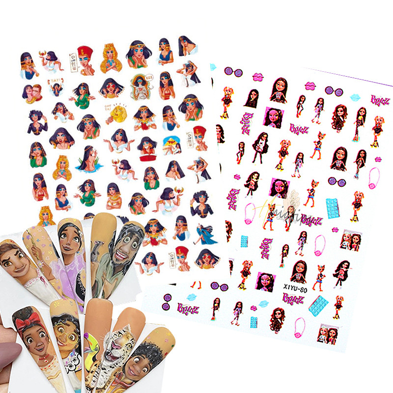 5 bucăți adeziv 3D Bratz Nail Art Sticker Personaj de desene animate Glisor pentru unghii Palm Barbie Anime Salon Manichiură Decorare