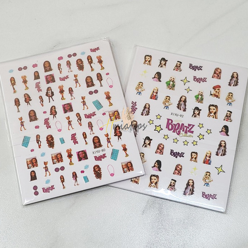 5 bucăți adeziv 3D Bratz Nail Art Sticker Personaj de desene animate Glisor pentru unghii Palm Barbie Anime Salon Manichiură Decorare