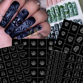 Nail Art Airbrush stencilek körmökhöz Szív Pillangó Medve Csillagok Üreges újrafelhasználható Körömtetováló Sablon Szalon Manikűr kellék