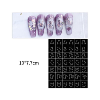 Nail Art Airbrush stencilek körmökhöz Szív Pillangó Medve Csillagok Üreges újrafelhasználható Körömtetováló Sablon Szalon Manikűr kellék