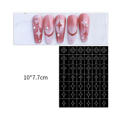 Nail Art Airbrush stencilek körmökhöz Szív Pillangó Medve Csillagok Üreges újrafelhasználható Körömtetováló Sablon Szalon Manikűr kellék