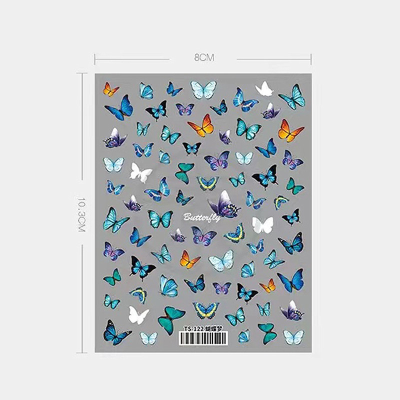 1 foaie de autocolante pentru unghii cu fluture, de înaltă calitate, în relief alb-negru, nou design artizanal, autocolante adezive, decorare pentru unghii