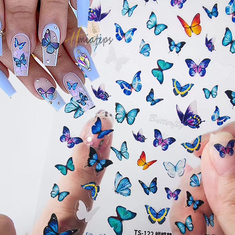 1 foaie de autocolante pentru unghii cu fluture, de înaltă calitate, în relief alb-negru, nou design artizanal, autocolante adezive, decorare pentru unghii