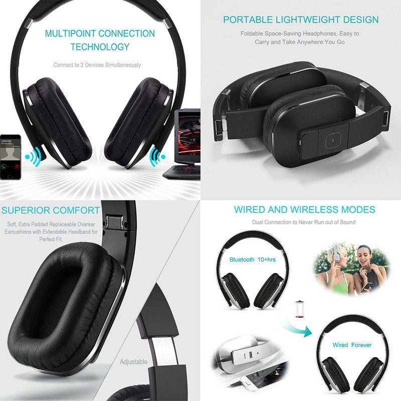 Căști fără fir Qualcomm aptX CSR Bass HiFi Muzică Căști Bluetooth cu microfon HD cu anulare a zgomotului Suport Aptx-ll Multipoint