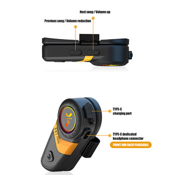 Мотоциклетна каска Bluetooth слушалка 1200 mAh HandsFree разговори Стерео безжични слушалки против заглушаване Водоустойчиви слушалки MP3 плейъри