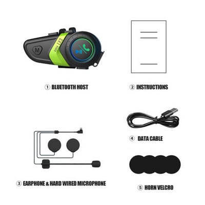 Motocikla ķivere Bluetooth austiņas 1200 mAh brīvroku zvanu stereo bezvadu austiņas pret iestrēgšanu ūdensnecaurlaidīgas austiņas MP3 atskaņotāji