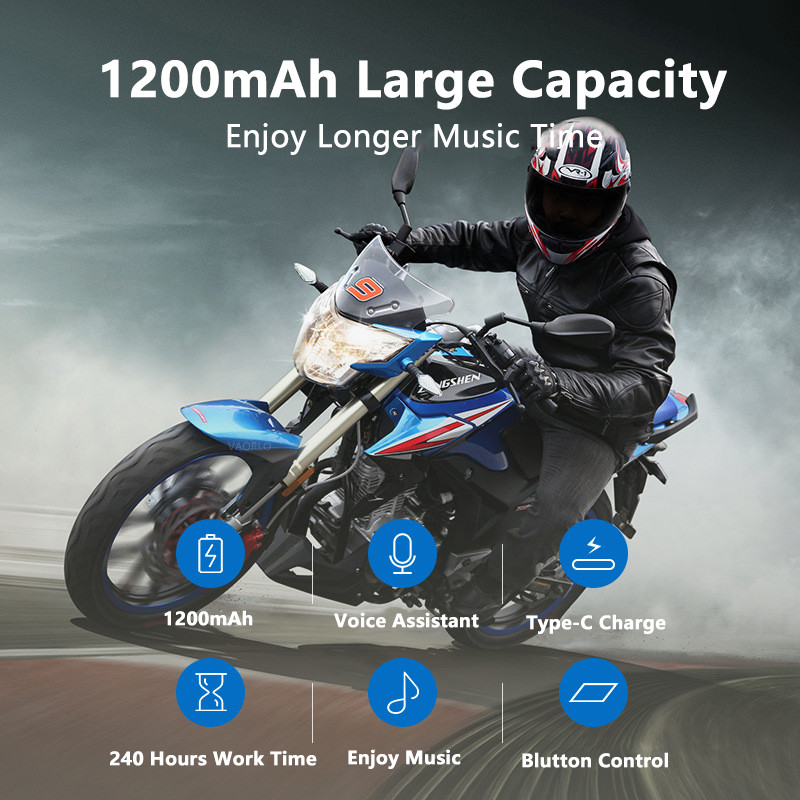 Motocikla ķivere Bluetooth austiņas 1200 mAh brīvroku zvanu stereo bezvadu austiņas pret iestrēgšanu ūdensnecaurlaidīgas austiņas MP3 atskaņotāji