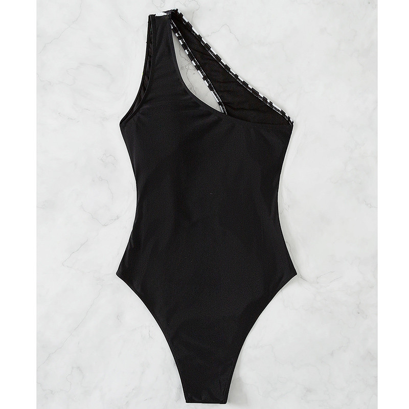 Riseado One Shoulder egyrészes fürdőruhák Zebra Stripe fürdőruha Kivágott fürdőruha nőknek Csattal összekapcsolt Monokini strandruha