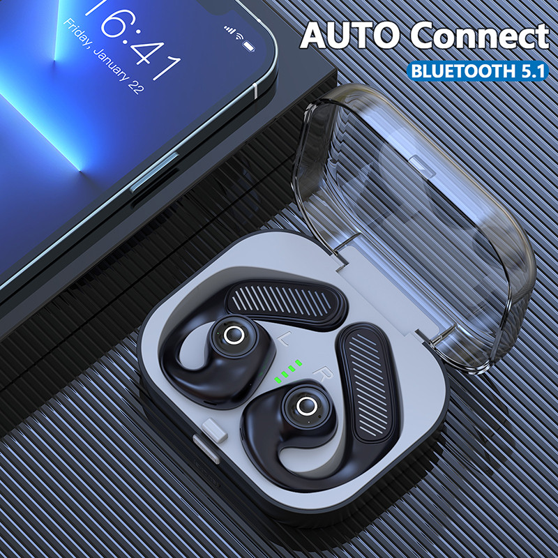 Naujos atviram orui laidžios ausinės HiFi stereo žemų dažnių garsiakalbis muzikinės ausinės triukšmo mažinimo vandeniui atsparios sportinės ausinės su HD mikrofonu