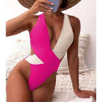 Riseado Colorblock Γυναικείο μαγιό One Piece Plunging μαγιό 2023 Νέα σέξι χιαστί πίσω μαγιό Cut Out Bodysuit Monokini