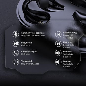 Щипка за ухо Въздушнопроводими слушалки 5.2 Bluetooth цифров дисплей Сензорни безжични слушалки Спортни слушалки с шумопотискане за Xiaomi