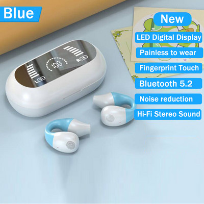 Ear Clip Air Conductive Earphone 5.2 Bluetooth Digital Display Ασύρματο ακουστικό αφής Αθλητικά ακουστικά ακύρωσης θορύβου για Xiaomi