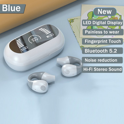 Ear Clip Air Conductive Earphone 5.2 Bluetooth Digital Display Ασύρματο ακουστικό αφής Αθλητικά ακουστικά ακύρωσης θορύβου για Xiaomi