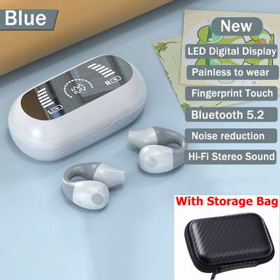 Ear Clip Air Conductive Earphone 5.2 Bluetooth Digital Display Ασύρματο ακουστικό αφής Αθλητικά ακουστικά ακύρωσης θορύβου για Xiaomi