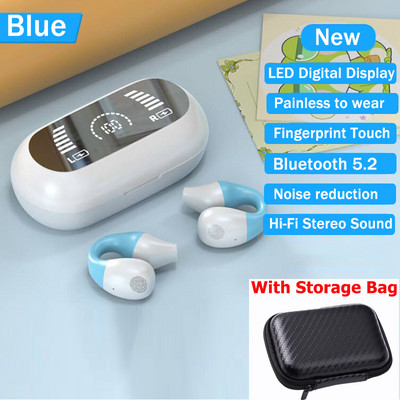 Ear Clip Air Conductive Earphone 5.2 Bluetooth Digital Display Ασύρματο ακουστικό αφής Αθλητικά ακουστικά ακύρωσης θορύβου για Xiaomi