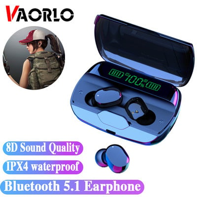 VOARLO TWS Earbuds Bluetooth 5.1 HIFI Music Bežične slušalice LED Touch Gaming slušalice s HD mikrofonom Sportske vodootporne slušalice