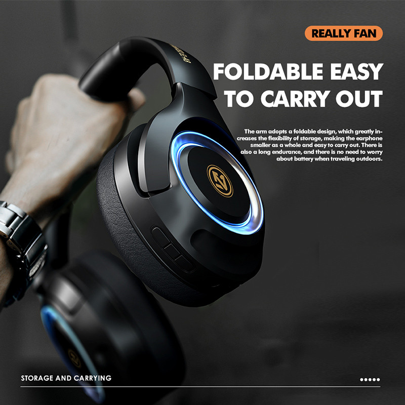 Νέο Bluetooth 5.1 Gaming Ακουστικά HIFI Stereo Bass Wireless Headphones TF Card with Mic Sports Headset for PS4 PC Laptop Phone