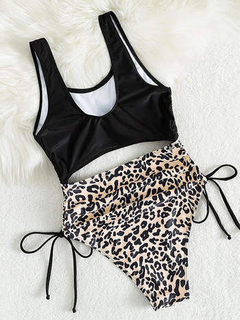 Riseado Leopard Μαγιό One Piece Sexy Cut Out Γυναικεία 2023 Συνονθύλευμα μαγιό Κορδόνι κορδόνι Μονόκινι με γραβάτα