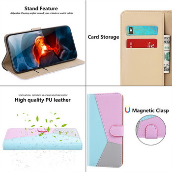 Трицветен капак за телефон за Motorola Moto G30 G20 G10 G7 Power G8 G9 E6 E5 Play Plus One Macro Wallet Card Holder Case D29G