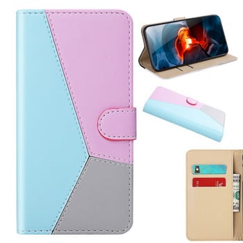 Трицветен капак за телефон за Motorola Moto G30 G20 G10 G7 Power G8 G9 E6 E5 Play Plus One Macro Wallet Card Holder Case D29G