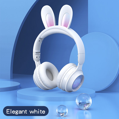 Ασύρματα ακουστικά Rabbit Ear Bluetooth 5.0 Ακουστικά για κορίτσια Παιδικά στερεοφωνικά ακουστικά μουσικής με Mic RGB Lights Δώρα γενεθλίων για παίκτες