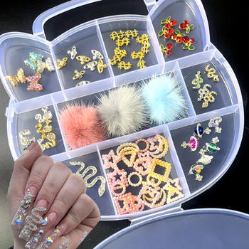 100PCS Kawaii Nail Charm Set Сладки розови анимационни аксесоари Nail Art Rhinestone За декорация Консумативи Преса върху ноктите