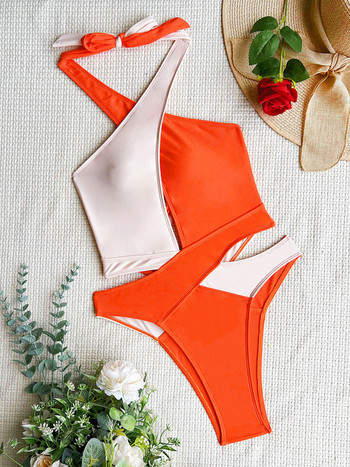 Riseado Sexy Cut Out Μαγιό One Piece Woman Colorblock Μαγιό 2023 Wrap Halter Monokini High Cut Γυναικείο κορμάκι