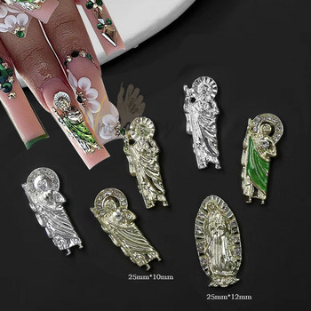 3D Ganta Muerte Nail Charms Μεταλλικά στρας Πολύτιμοι λίθοι Glitter Ακρυλικά Nail Art Κοσμήματα Μανικιούρ Διακόσμηση νυχιών Αξεσουάρ