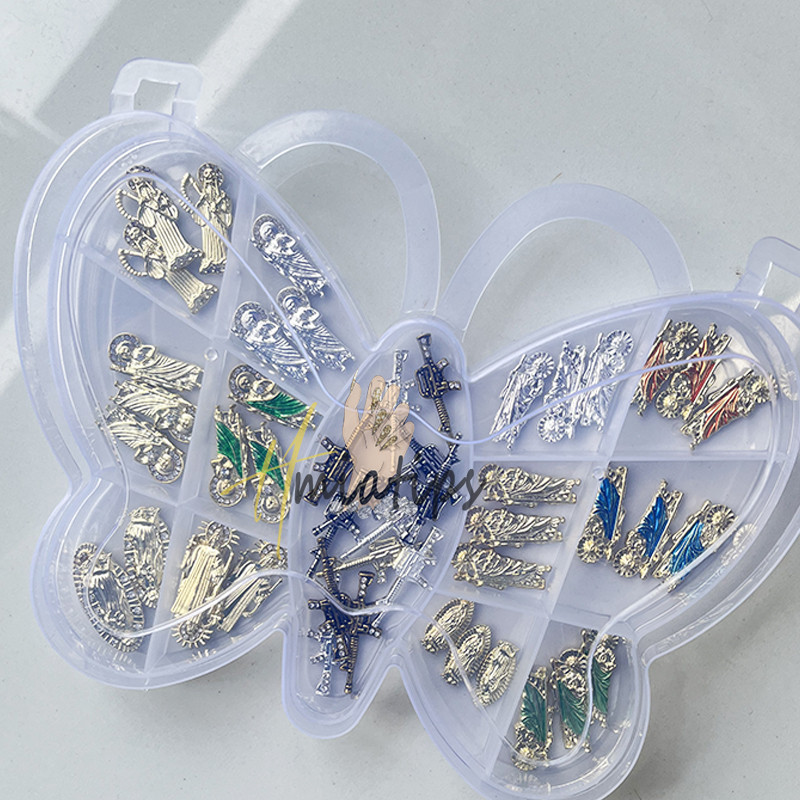 3D Ganta Muerte Nail Charms Μεταλλικά στρας Πολύτιμοι λίθοι Glitter Ακρυλικά Nail Art Κοσμήματα Μανικιούρ Διακόσμηση νυχιών Αξεσουάρ