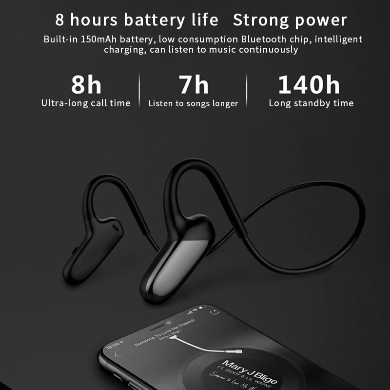 Căști cu conducție osoasă Căști Bluetooth 5.0 Sport fără fir Waterprrof Căști cu cârlig pentru ureche Telefoane stereo cu microfon