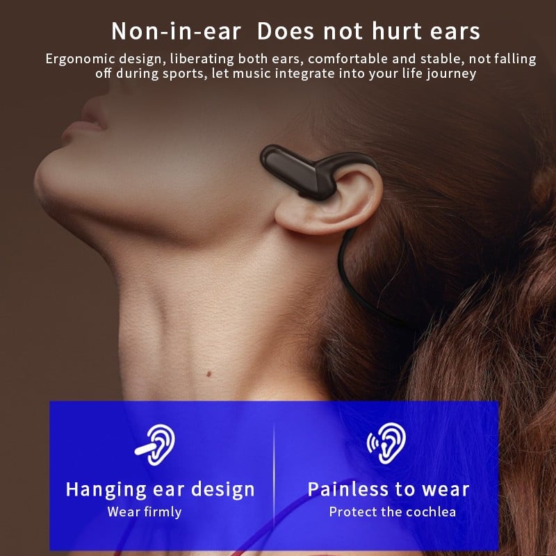 Căști cu conducție osoasă Căști Bluetooth 5.0 Sport fără fir Waterprrof Căști cu cârlig pentru ureche Telefoane stereo cu microfon