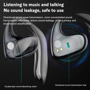 Air Conduction Спортни слушалки Bluetooth 5.1 HiFi Bass Безжични слушалки Кука за уши Водоустойчиви слушалки с микрофон Кутия за зареждане