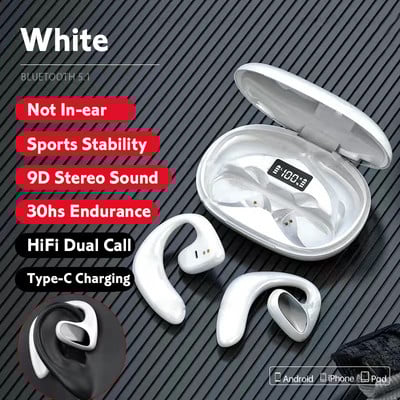 Air Conduction Sports Earphone Bluetooth 5.1 HiFi Bass Wireless Headphones Ear Hook Αδιάβροχο ακουστικό με κουτί φόρτισης μικροφώνου