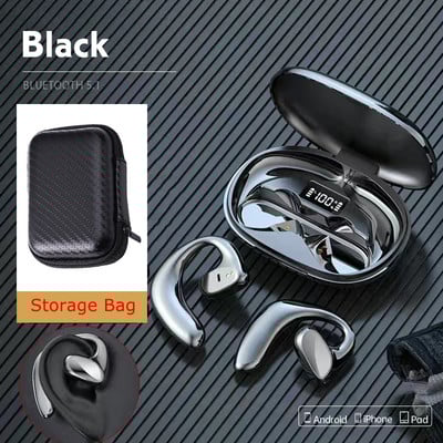 Air Conduction Sports Earphone Bluetooth 5.1 HiFi Bass Wireless Headphones Ear Hook Αδιάβροχο ακουστικό με κουτί φόρτισης μικροφώνου