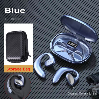Air Conduction Sports Earphone Bluetooth 5.1 HiFi Bass Wireless Headphones Ear Hook Αδιάβροχο ακουστικό με κουτί φόρτισης μικροφώνου