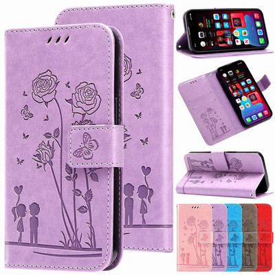 Калъф за телефон Man Lady Rose Couple за Nokia G21 G11 G20 G10 Flower Butterfly Kids Wallet Flip Holster Card Slot Protect Cover D29F