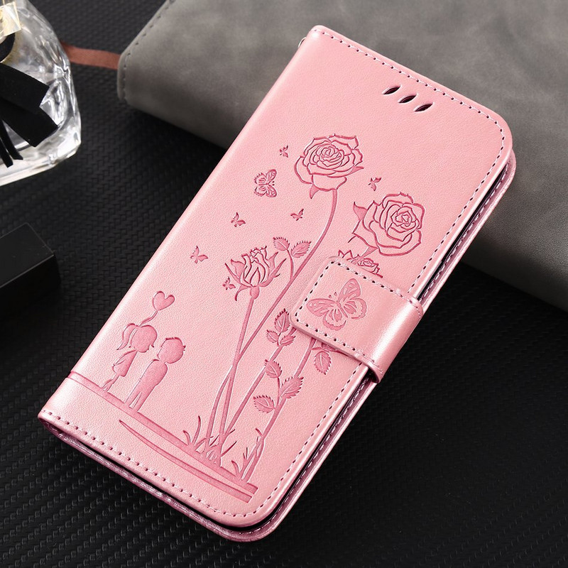 Husa de telefon Man Lady Rose Cuplu pentru Nokia G21 G11 G20 G10 Flower Butterfly Copii Portofel Flip Holster Slot pentru card Protect Cover D29F